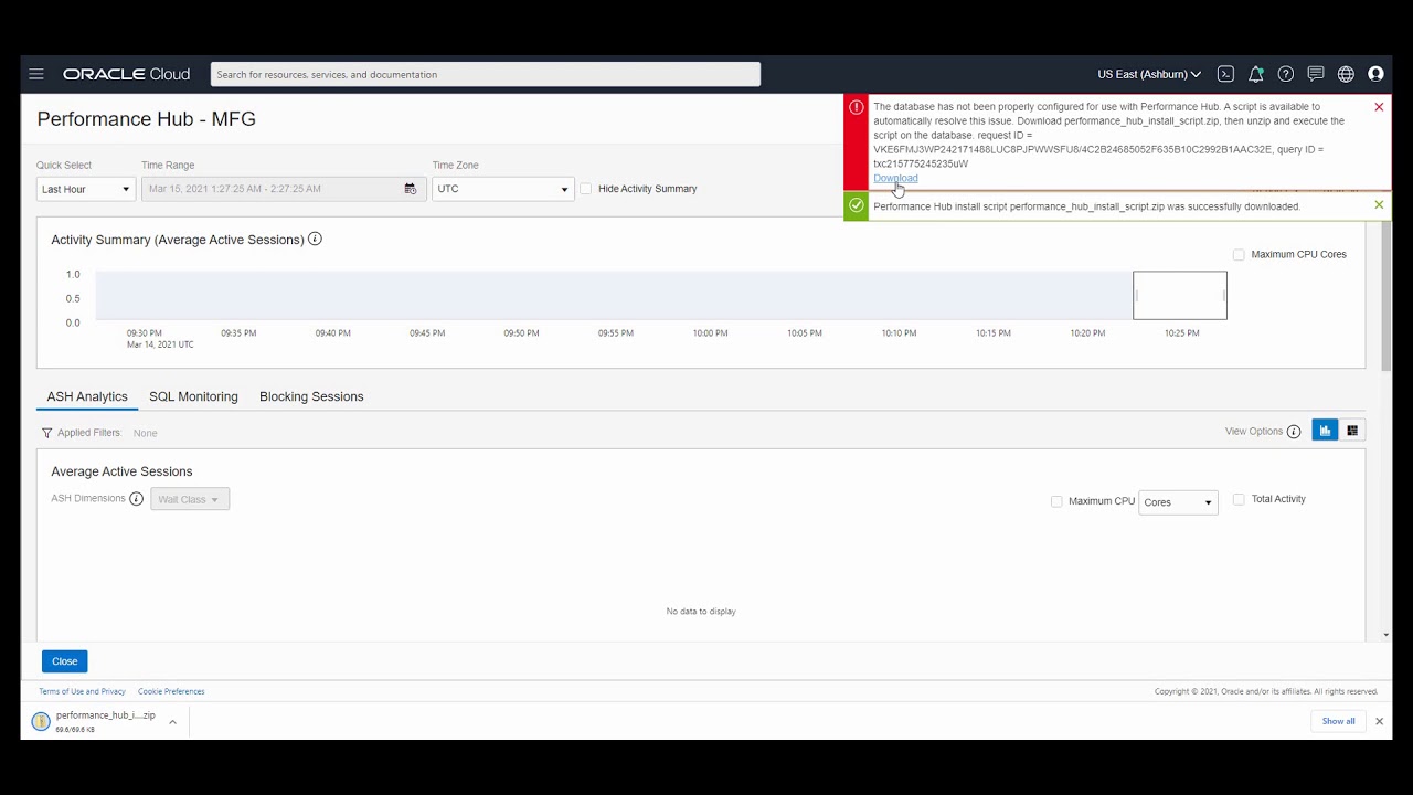 Oracle Cloud Infrastructure Database Management &mdash; начните работу с Performance Hub.