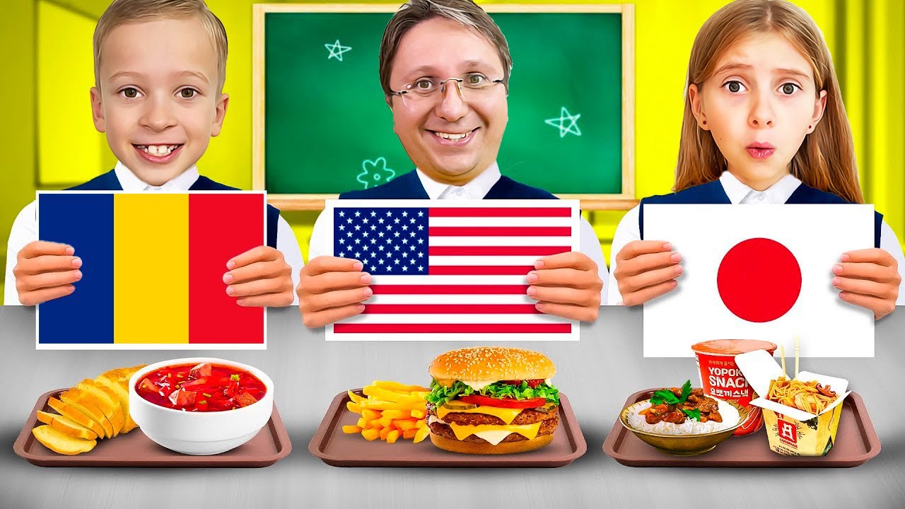 🍔 Ce MĂNÂNCĂ ELEVII 👨🏻‍🎓 din diferite ȚĂRI ale LUMII 🚌
