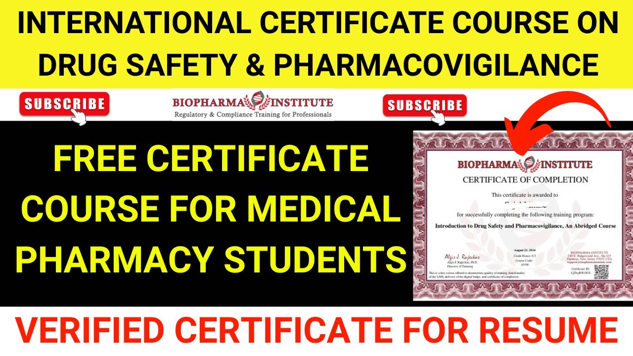 (FREE) Certificate Course in Pharmacovigilance & Drug Safety | Free Pharmacy Certificate Course