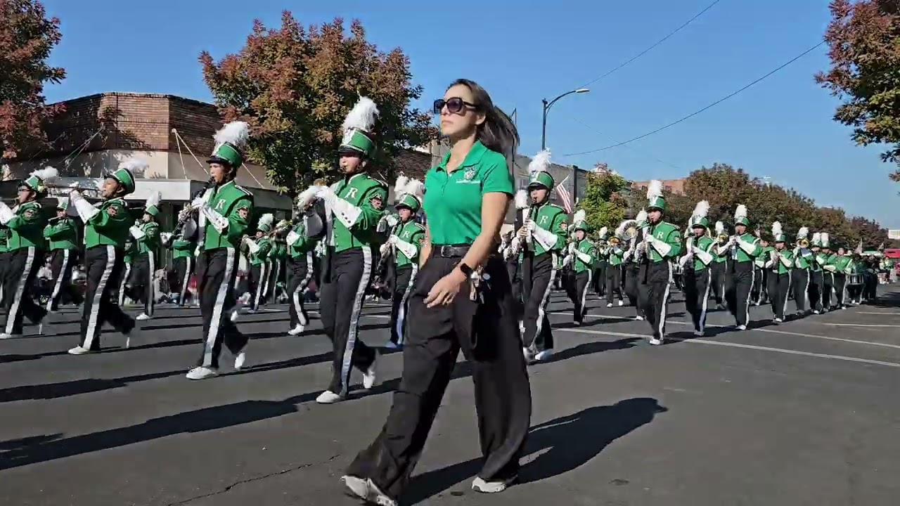 Reedley High School Band and Colorguard at the 2025 Reedley Fiesta.