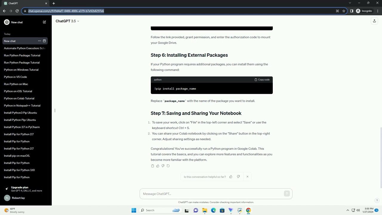 how to run python program in google colab