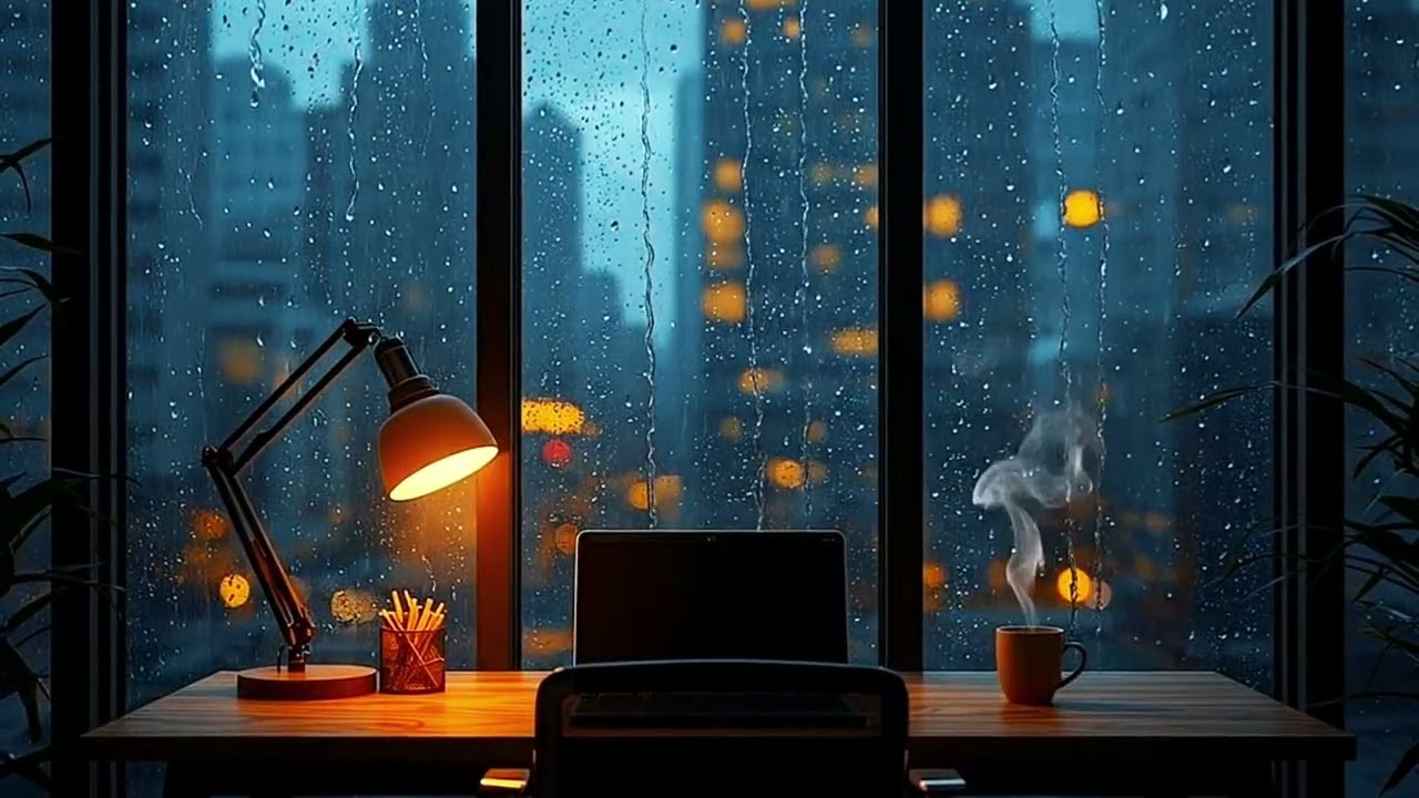 Rainy Office Night ☕ Lofi Jazz & Chill Beats for Deep Work
