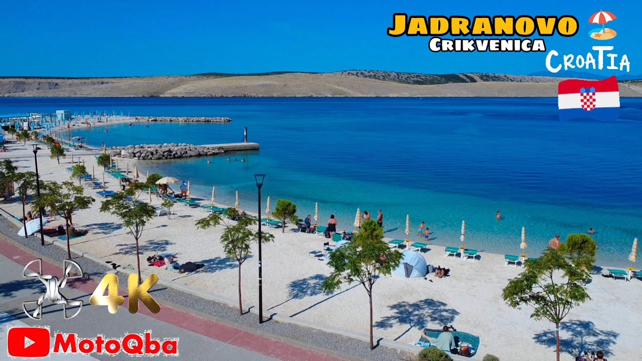Jadranovo 🏖️ Crikvenica 🚁 4K Travel Croatia 💙 Plaża Lučica #plaża  #Croatia #MotoQba #Jadranovo