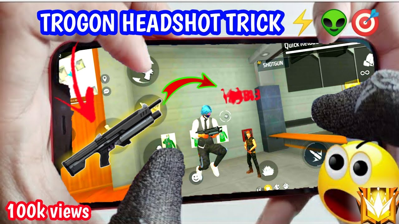TROGON HEADSHOT TRICK 😱 ONE TAP SHOTGUN TRICK⚡ NEW UPDATE 🔥GUN GOD LEVEL  HEADSET TRICK 😱 2G RAM 🎯