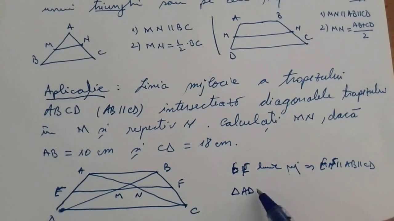 Linia mijlocie in Triunghi si Trapez. Problema rezolvata.