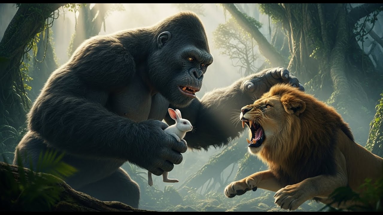 King Kong's Epic Intervention: A Rabbit Saved From the Lion's Jaws | Kong movie | Bigfoot movie