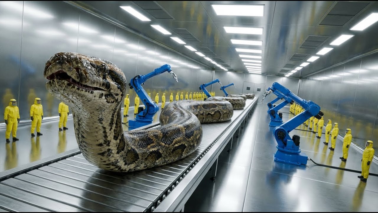 Inside The Modern Giant Python Farm: Canned Meat & Bone Paste Production (Full Process)