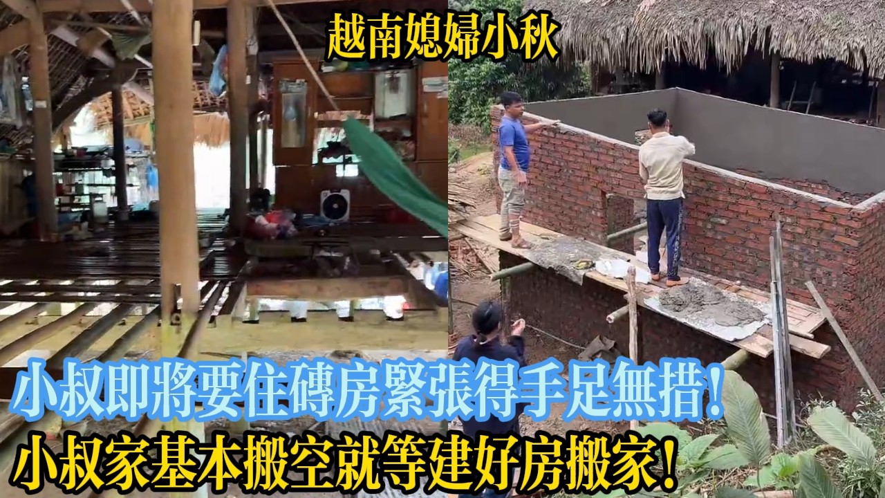 小叔即將要住磚房緊張得手足無措！小叔家基本搬空就等建好房搬家！【越南媳婦小秋】
