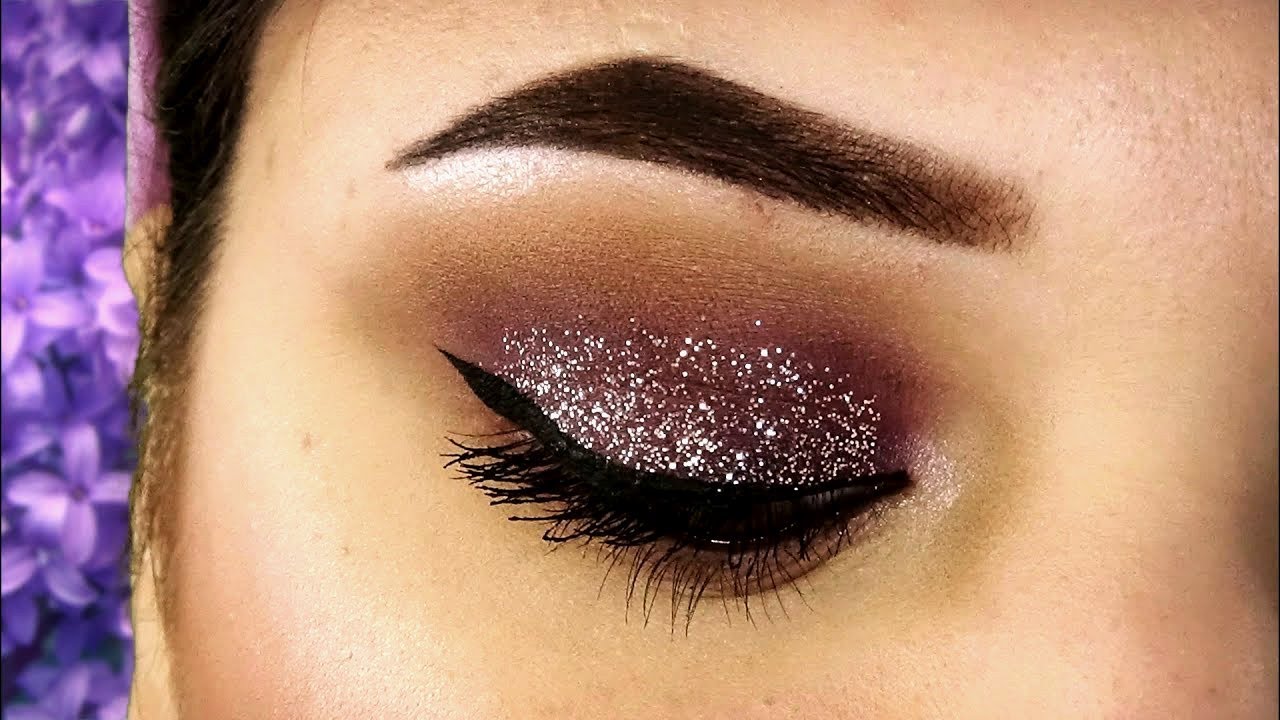 TRUCCO VIOLA MARRONE e GLITTER ARGENTO