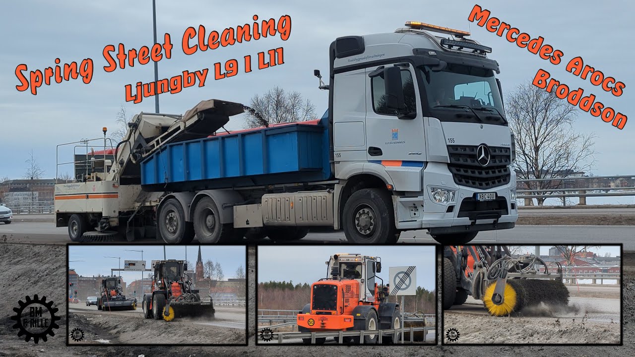 Spring street cleaning | Ljungby L9 &  L11 | Mercedes Arocs and Broddson | 4K 60