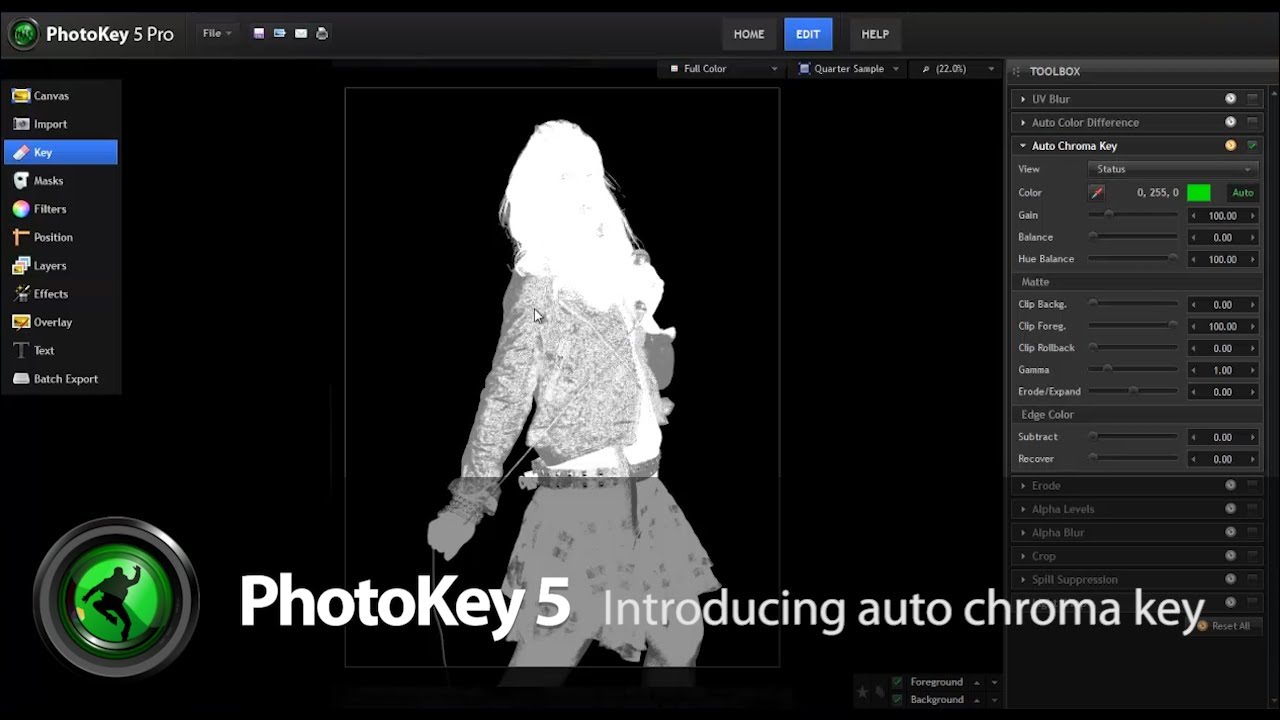 High quality green screen removal with PhotoKey 5