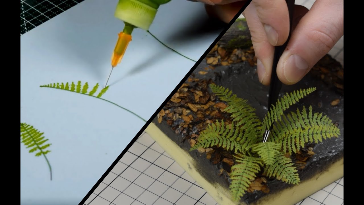 How to make a Fern for a Diorama | method No. 2 Bottle with a needle