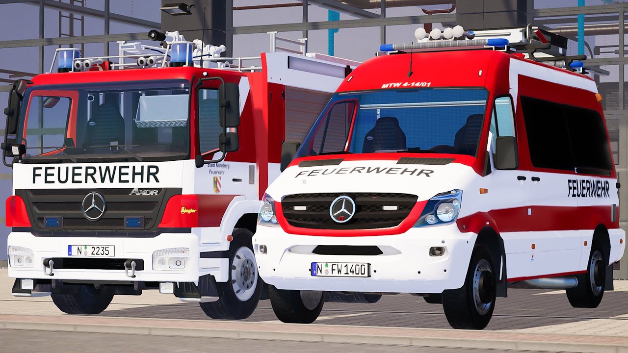Emergency Call 112 - FW Nürnberg Tanker Truck and Ambulance Responding! 4K