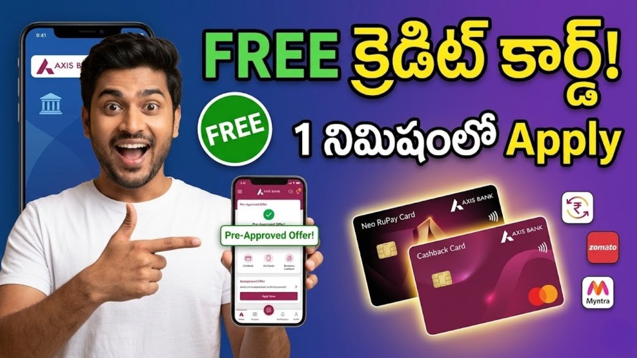 How to Apply for Axis Bank Credit Card Online in Telugu | Pre-Approved Zero Fee Cards