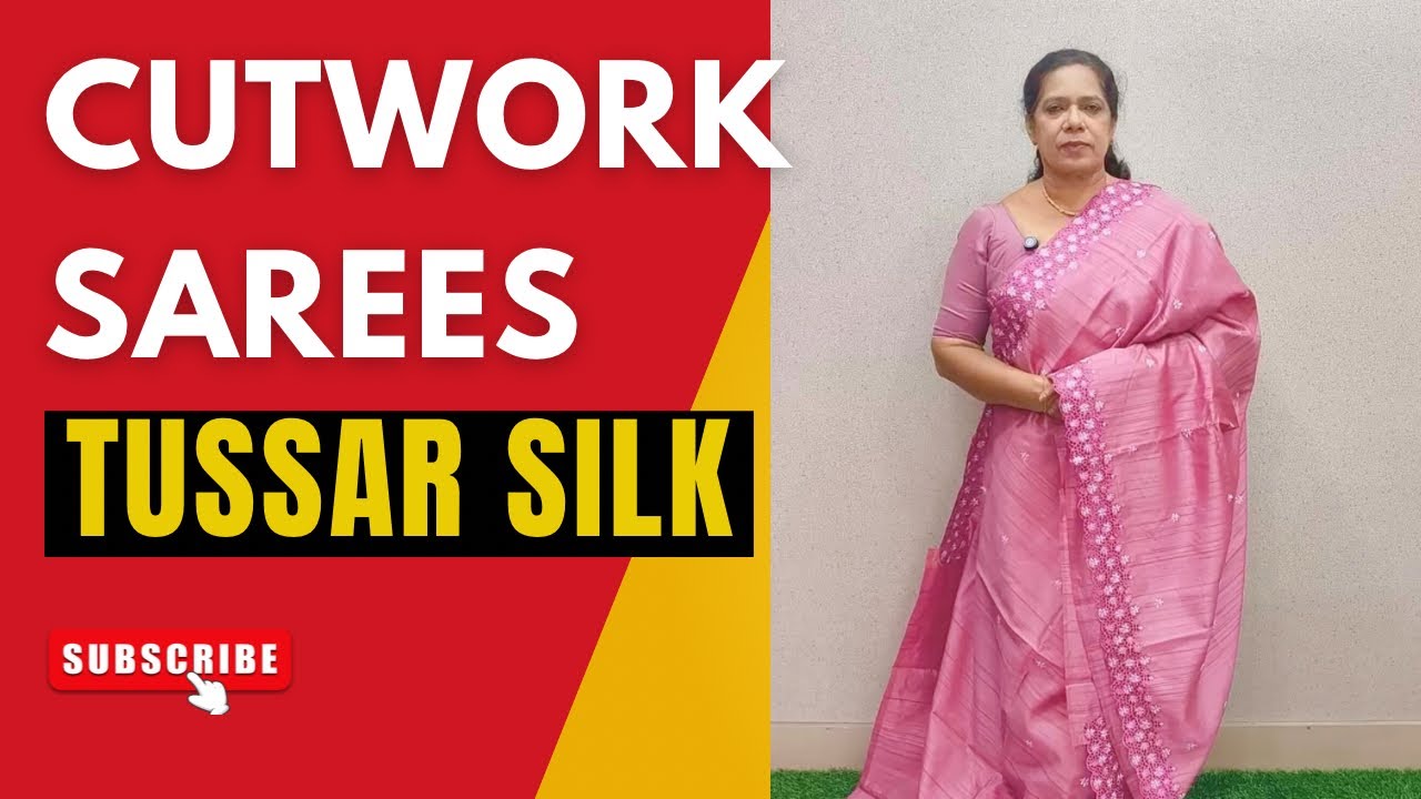 F910 | Cutwork Sarees | Tussar Silk Saree | Fiyon Sarees Online