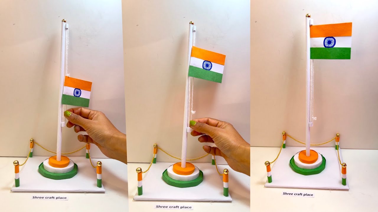 Independence Day Craft Idea🇮🇳|| DIY Indian Flag Hoisting || How to make Indian Paper Flag(Easy Steps