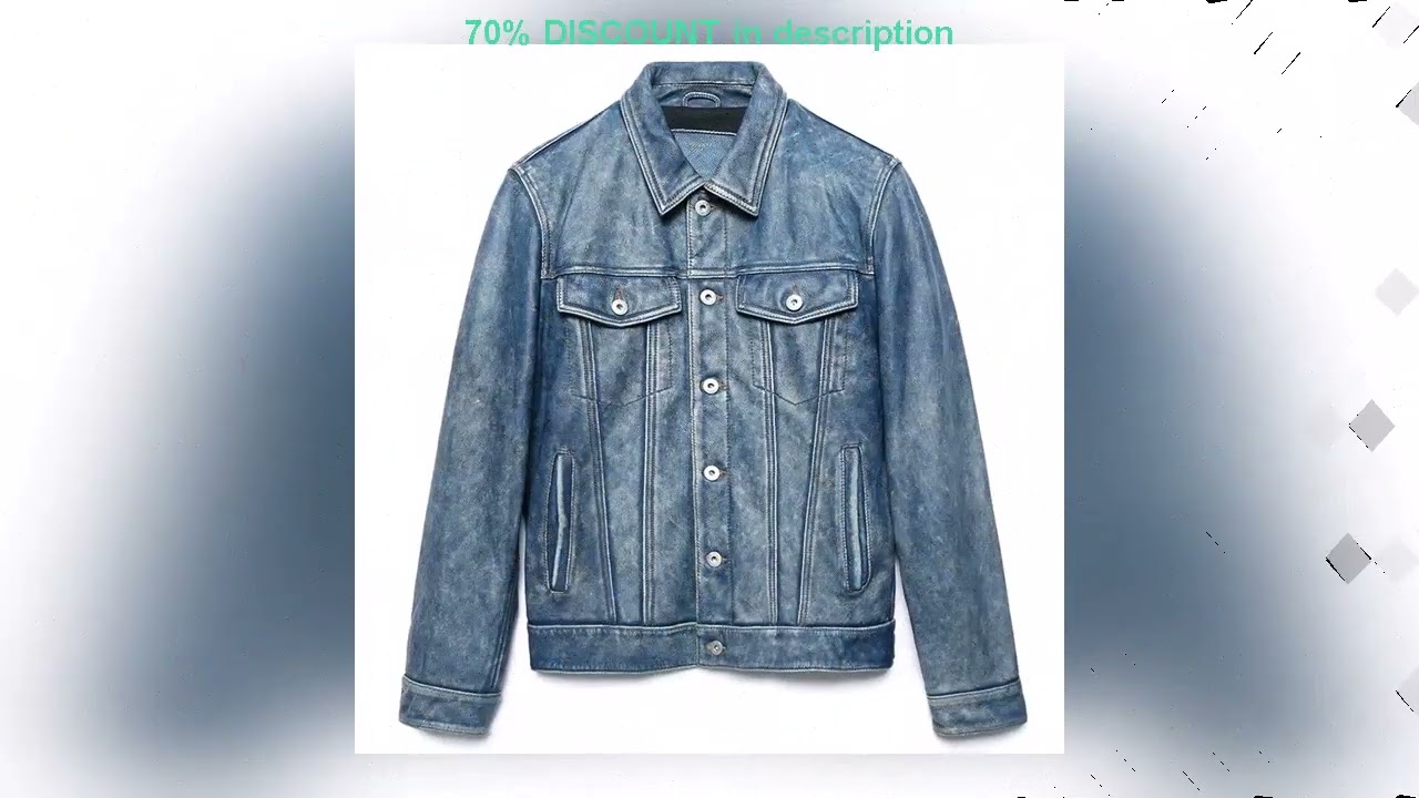 A must-have product! Vintage Blue 507 Casual Genuine Leather Jacket Men Real Cowhide Slim Bomber C
