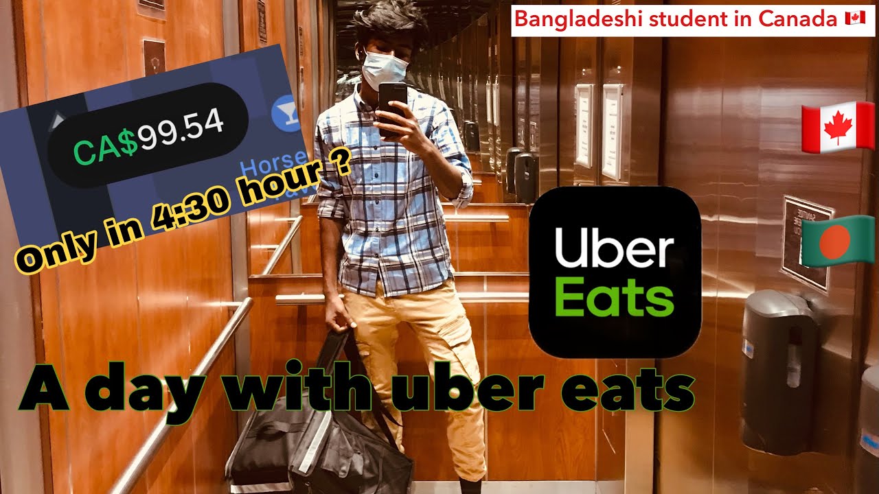 A Day with uber Eats |100$ in just 4:30 hour | Bangladeshi International students in Canada 🇨🇦🇧🇩