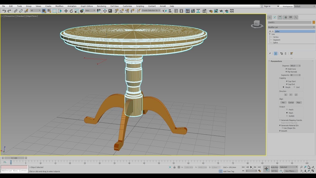 Создание круглого стола в 3ds Max модификатором Lathe