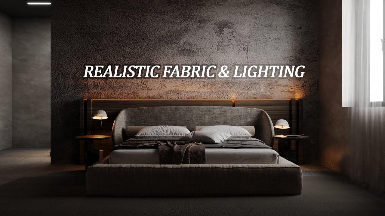 Realistic Fabric Materials & Moody Lighting | Dark Brutalist Bedroom Render