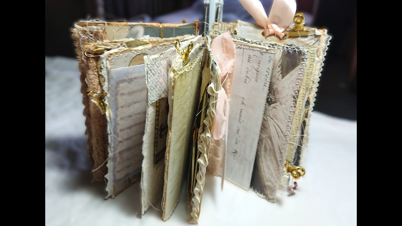 Angels vintage junk journal flip through (SOLD); giveaway news also.