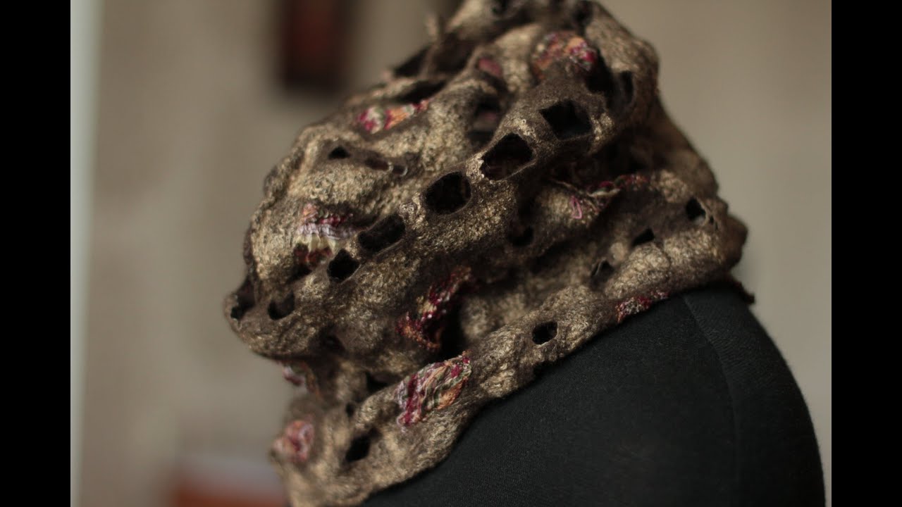 Валяный шарф-снуд для новичков