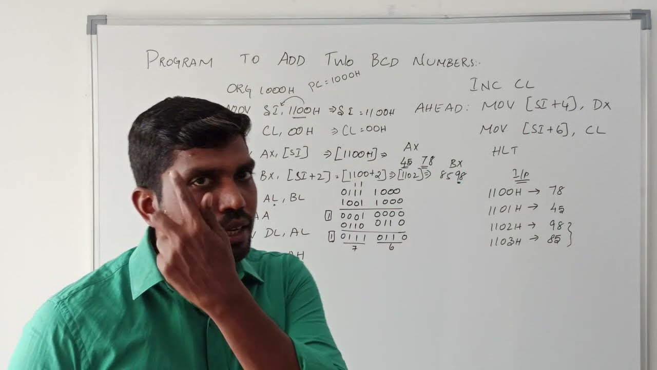 Write an ALP for Addition of Two BCD Number in 8086 Microprocessor | S Vijay Murugan | Learn Thought