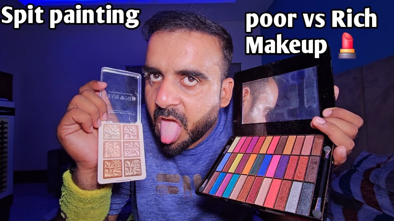 ASMR - Fast & Aggressive spit painting your close-up Poor vs Rich makeup💄