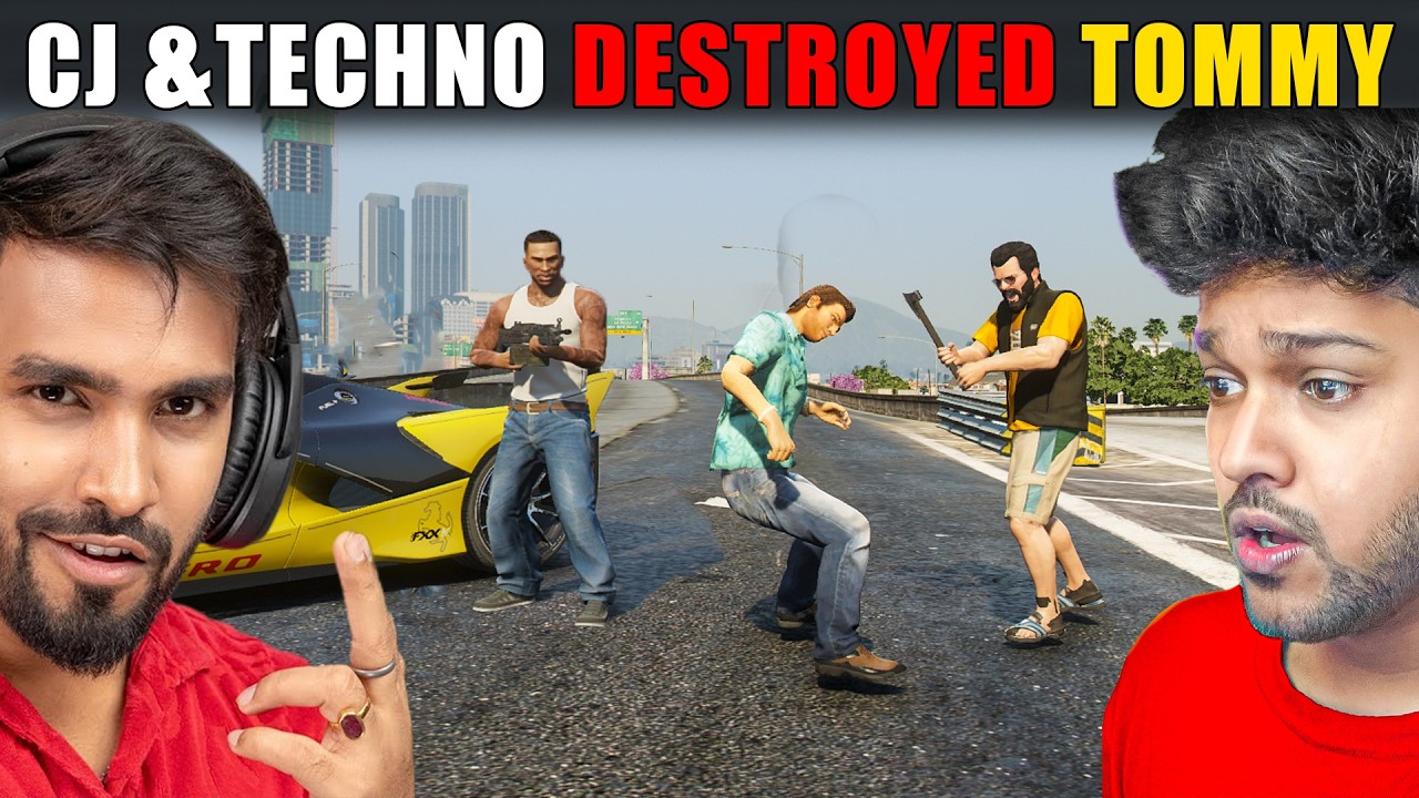 CJ Protects Techno Gamerz from Tommy’s Deadly Ambush in GTA 5!