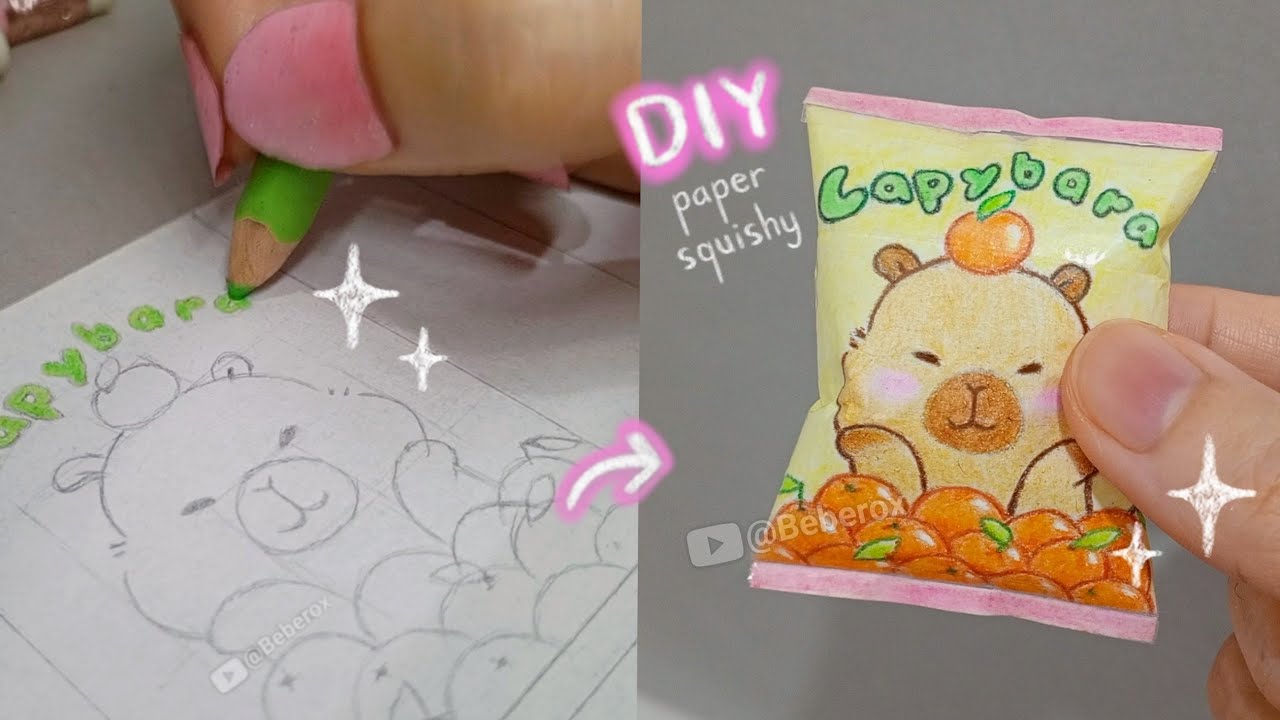 🍊💦 Making Paper DIY Squishy 💖 Capybara | ASMR | Drawing 