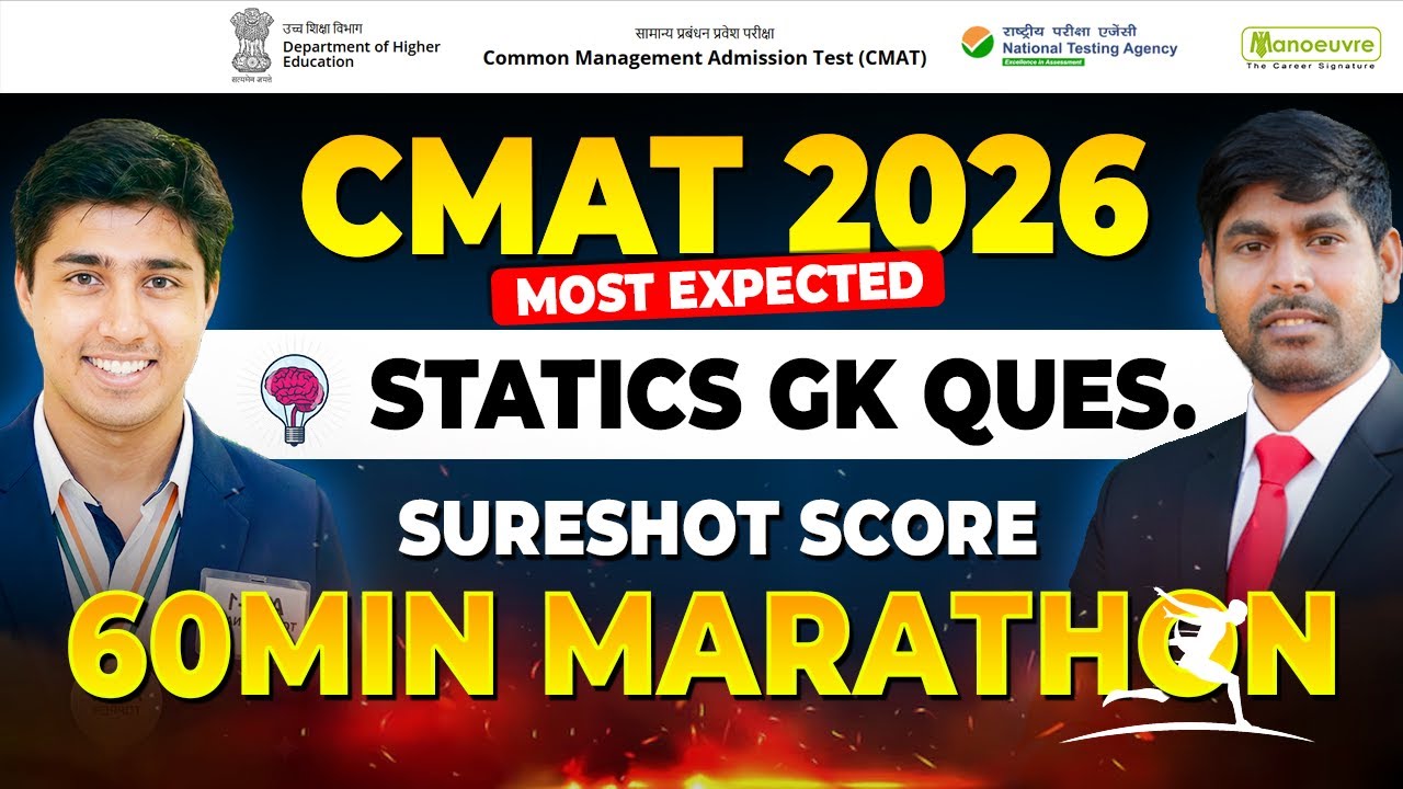 CMAT 2026 Most Expected Sure Shot Static GK Questions | 60 Minutes Marathon