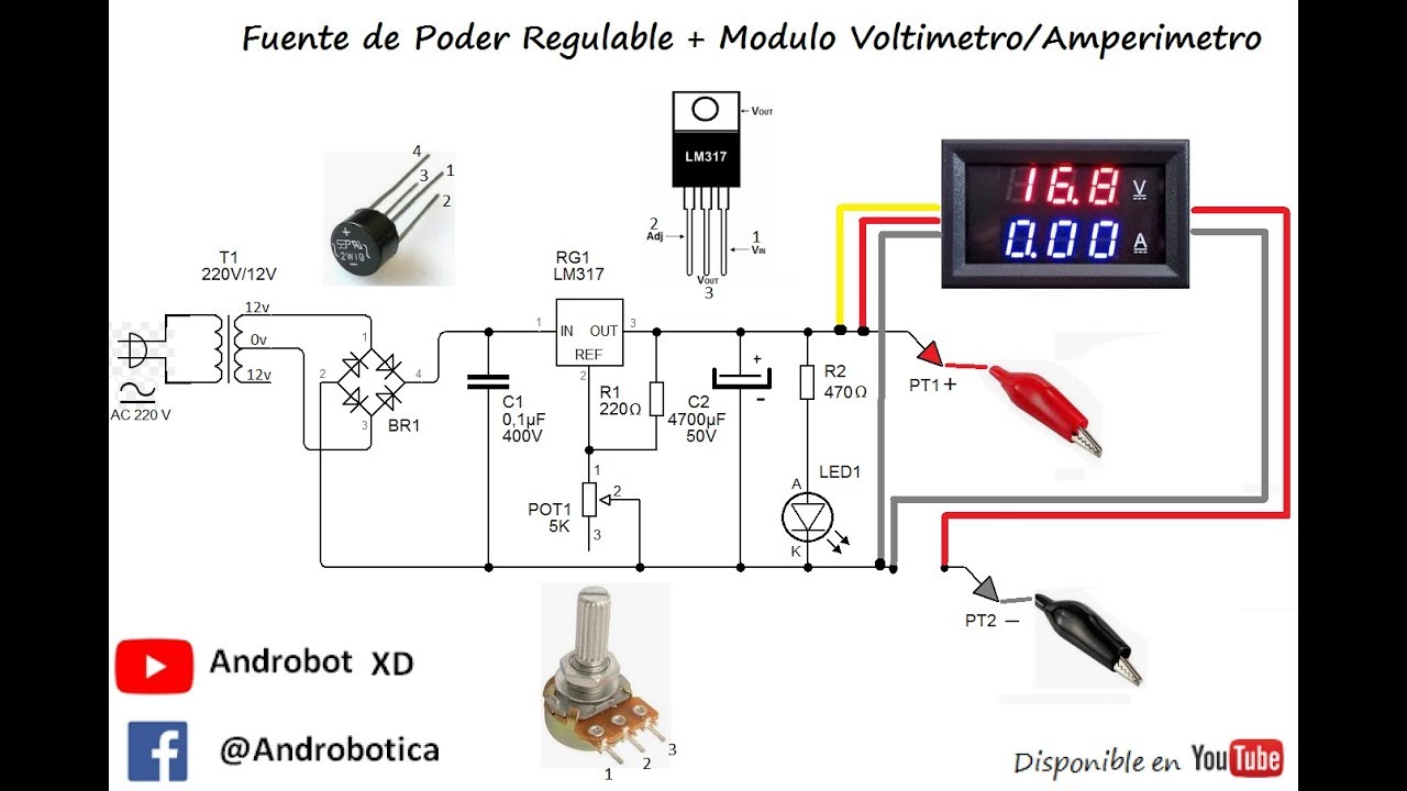 DIY Fuente Regulable + Módulo Voltímetro/Amperímetro [TUTORIAL] [PROTOBOARD]