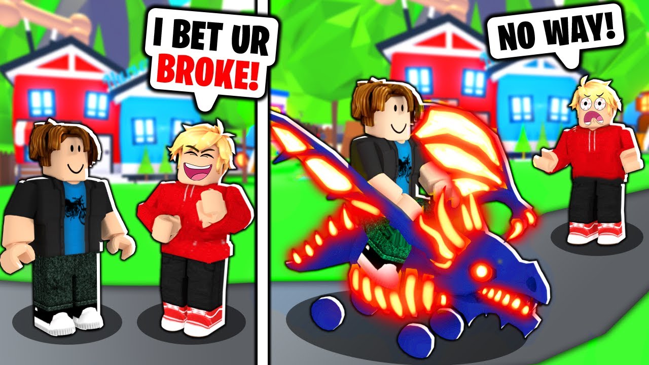NOOB DISGUISE IN A *FLEX* SERVER! He Didn't Know We Had A MEGA NEON SHADOW DRAGON! (Roblox Adopt Me)