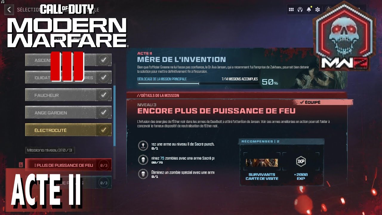ENCORE PLUS DE PUISSANCE DE FEU ACTE 2 MÈRE DE L'INVENTION MODE ZOMBIE CALL OF DUTY MODERN WARFARE 3