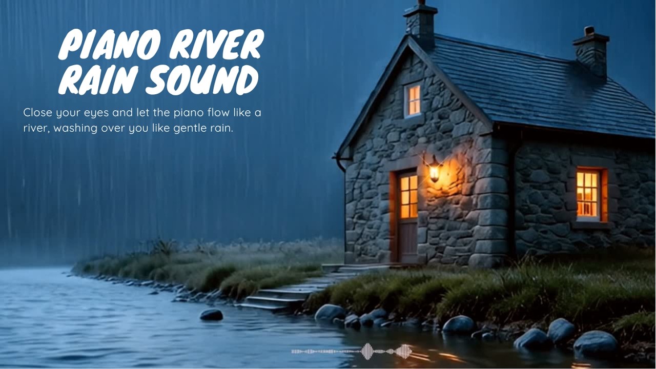 Piano River Flows and Rain Sound 60 Minutes Version FULL HD 1080 With River Flows  Background !