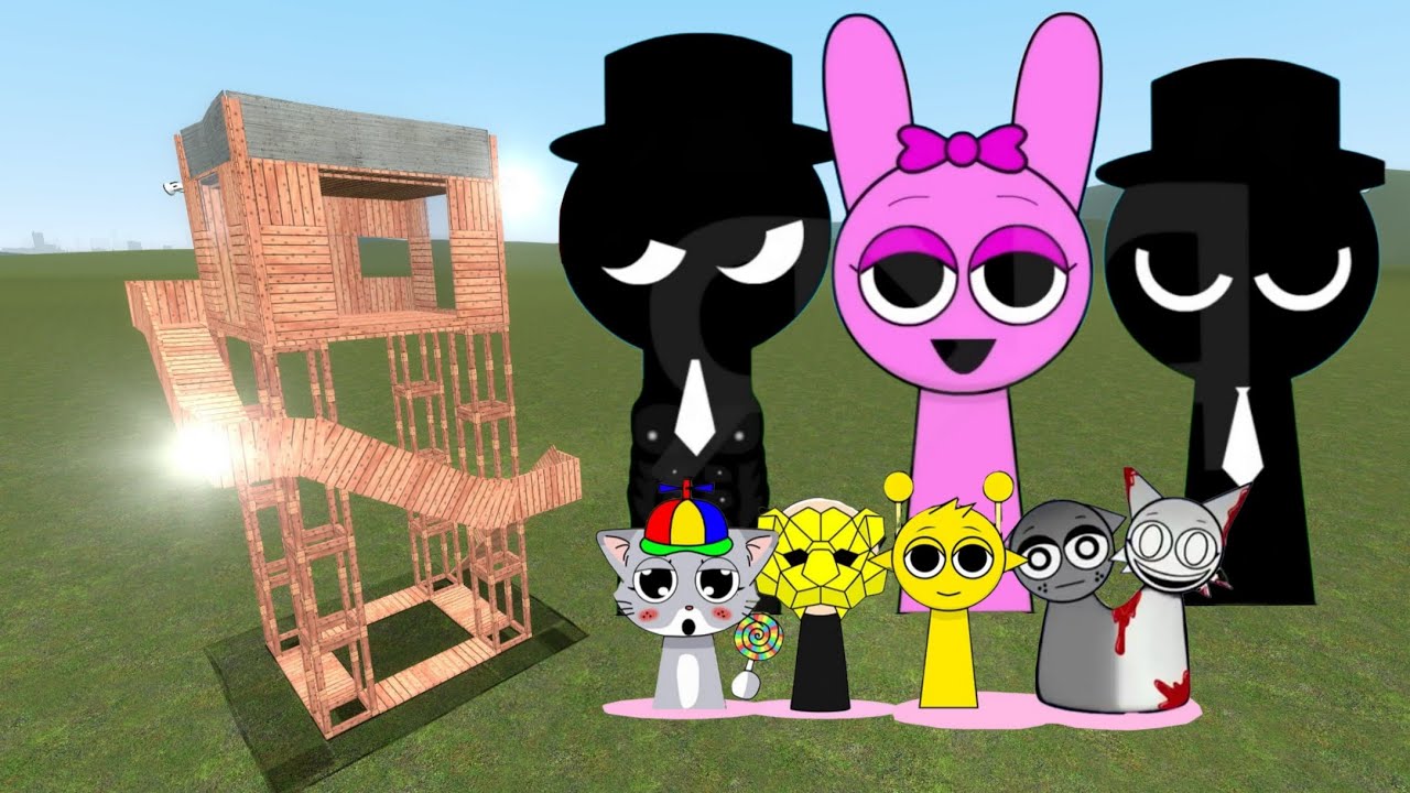 Incredibox Sprunki хотят, чтобы я помог им в игре 4 против башен в Garry's Mod