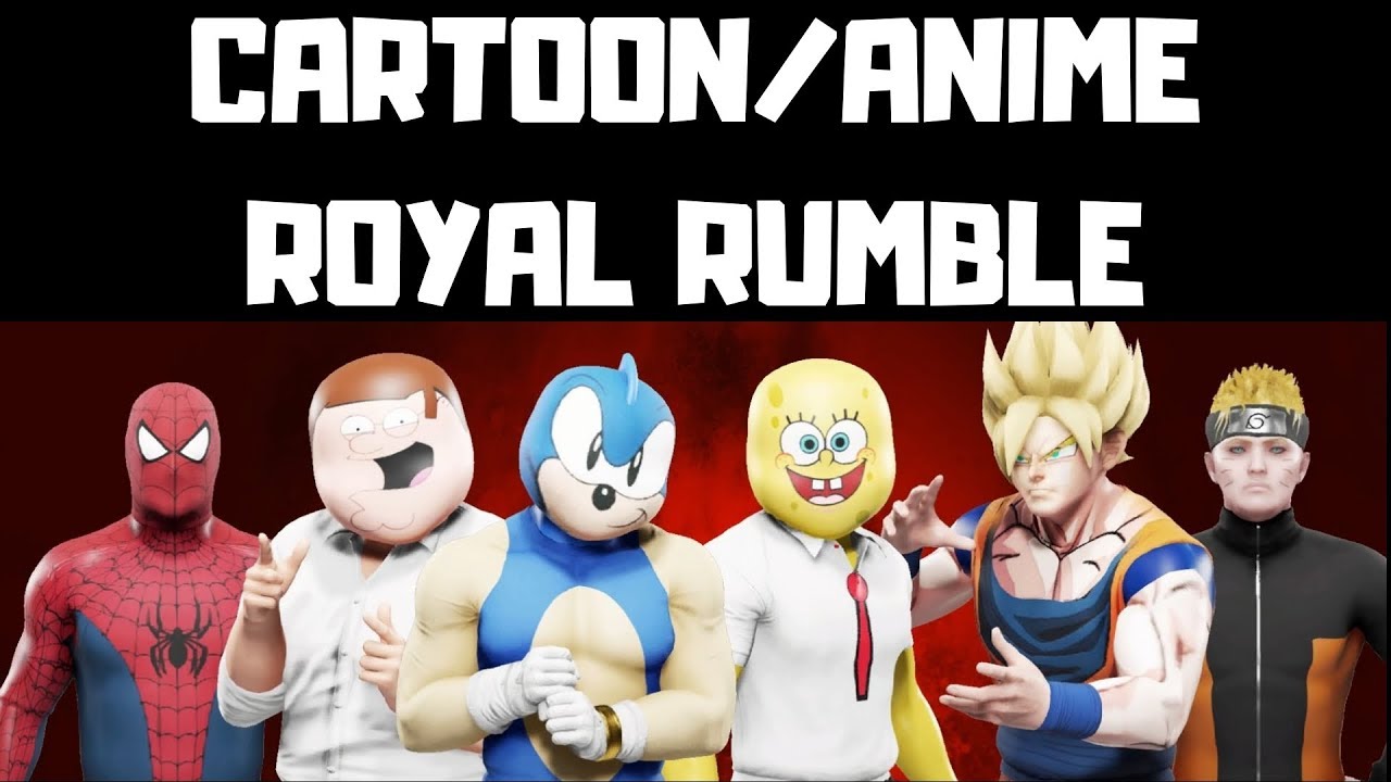 Goku vs Naruto vs Spongebob vs Pikachu and more! | WWE 2K19 Royal Rumble
