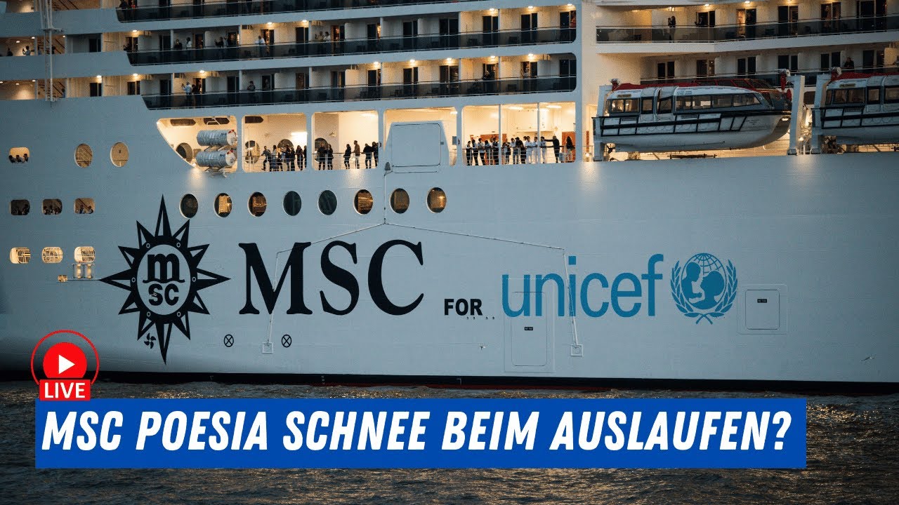 Schnee über der Elbe! MSC Poesia verlässt Hamburg Live am 23.11.2025