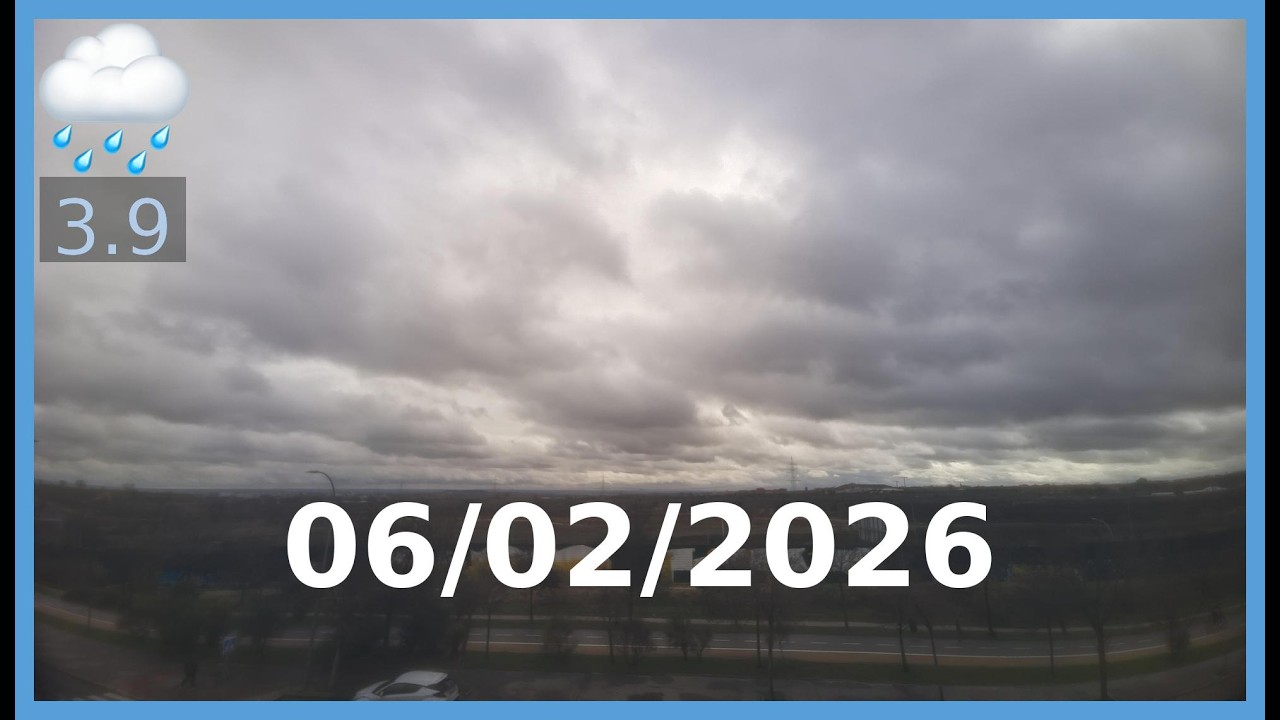 Time-Lapse diario Madrid del 06-02-2026 en un minuto #lluvia #viento