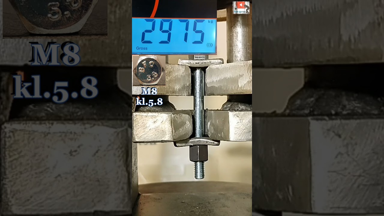 TESt ✔ M8 kl.5.8 DIN931 Śruba + Nakrętka  Zobacz jak mocne są śruby M8 klasa 5.8 👀