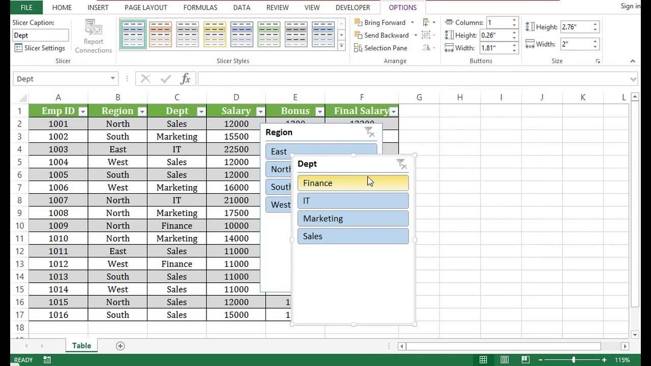 How to Create Table in Excel 2013 - Youtube