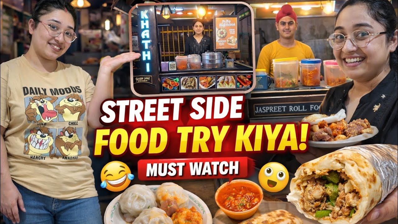 Jaspreet Roll & Momos Try Kiya 🤤 | Worth It?#StreetFood#StreetFoodIndia#FoodVlog#NehaKaurVlogs 
