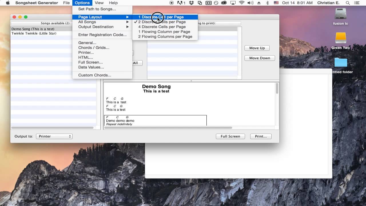 Songsheet Generator Basics Demonstration