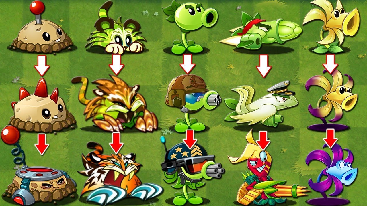 Pvz 2 Discovery - 10 Team Plants Evolution NOOB - PRO - HACKER