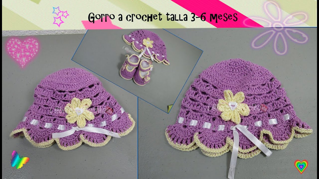 GORRO A CROCHET TALLA 3-6 MESES | Labores Angélika |