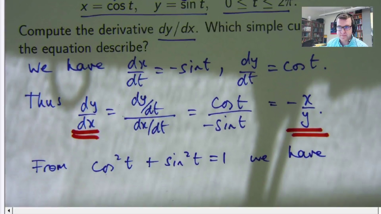 Beginners Guide to Derivatives of Parametric Curves in Calculus: Example - Chris Tisdell Live Stream