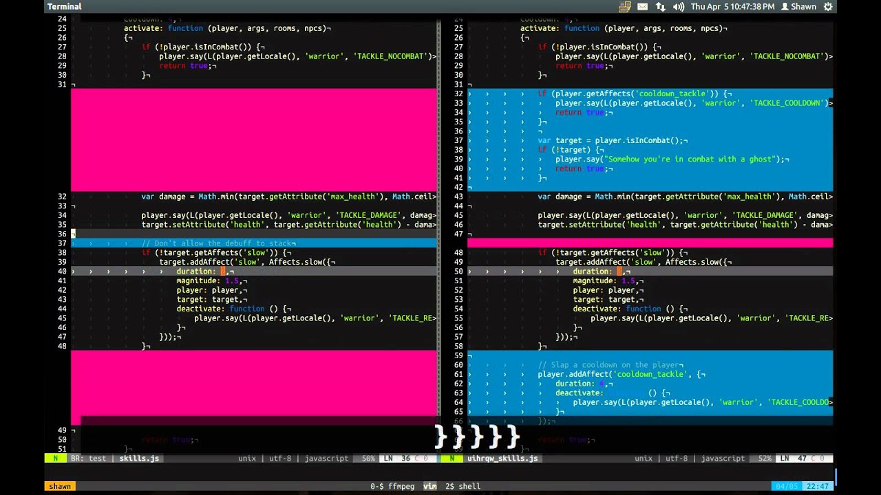 Using vimdiff as your git diff tool.