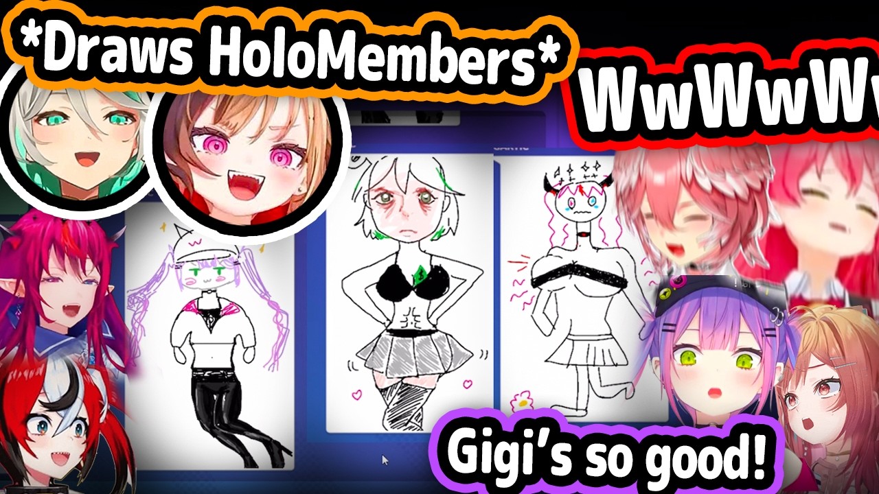 HoloJP's Reactions to HoloEN's Drawings Are Too Funny【Hololive】