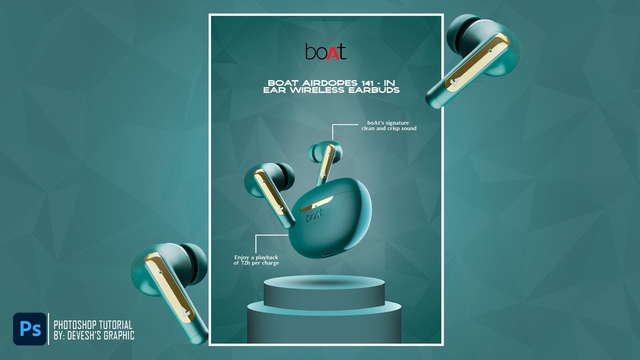 Boat Earbuds Poster design in Photoshop