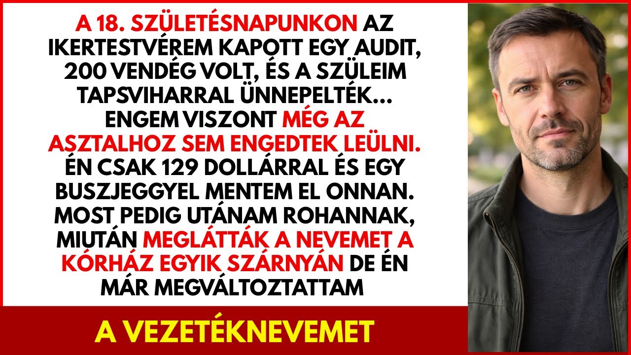A 18. születésnapunkon az ikertestvérem egy Audit kapott… engem kitöröltek — és 12 évre eltűntem